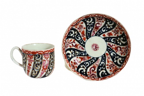 First Period Worcester Porcelain First Period Worcester Porcelain Queen Charlotte Pattern Coffee Cup and Saucer, 1775 $500