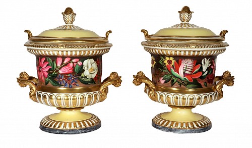 Inventory:  Chamberlain's Worcester, Regency Chamberlain Worcester Botanical Ice Pails, Covers & Liners, Signed P. Bradley, Bettiscombe Manor Provenance, 1825, $18,000