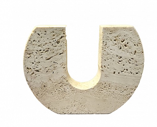 Inventory:  Mid-century Modern, Raymor Travertine U-Form Candlestick, Attributed to Fratelli Mannelli, Italy, 1970s, $400