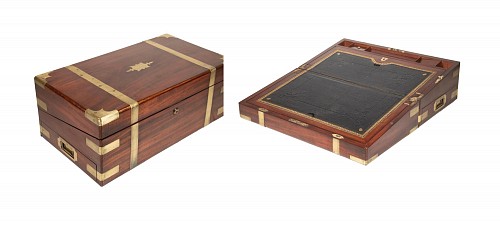 British Furniture Brass-Bound Rosewood Campaign Writing Slope or Ship Captain&acirc;s Lap Desk, 1860 $5,500