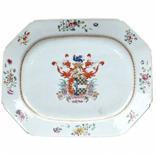 Chinese Export Porcelain Chinese Export Porcelain Armorial Dish, Arms Hutchinson impaling Calthrop, 1755 $4,500