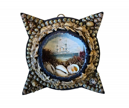 Inventory:  Sailor's Valentine, British Star-form Valentine Diorama of Ship, 1900, $1,500