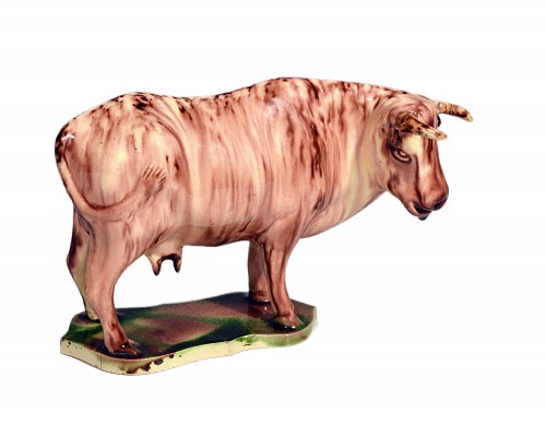 Inventory:  Creamware Pottery, Rare Whieldon-type Rare Lead-glaze Creamware Model of a Cow, Circa 1765-75, $3,500